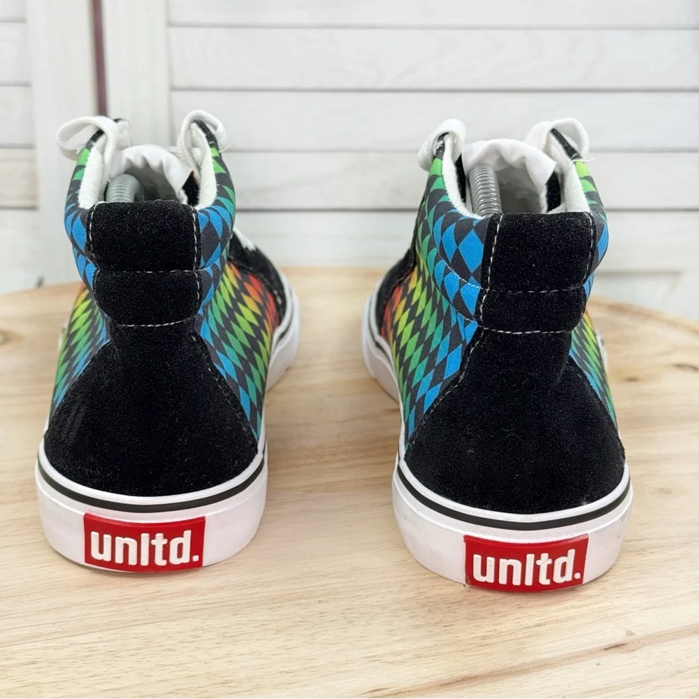 Ecko Unltd Steven Rainbow Check Canvas Suede‎ Hightop Sneakers 9 Men
